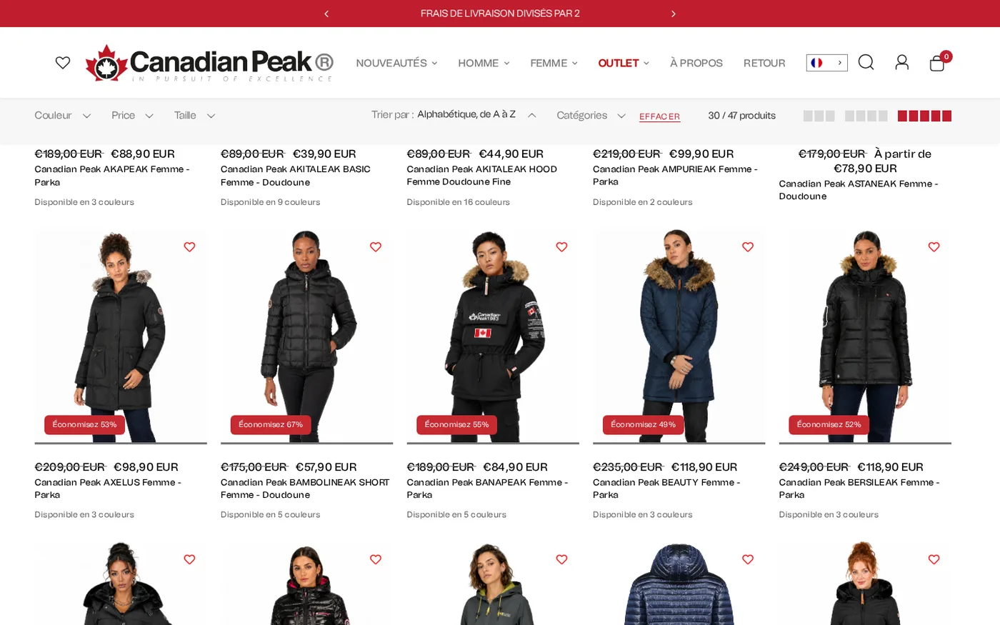 Canadian Peak · Shopify · Catalogue · Amazon — aperçu 2
